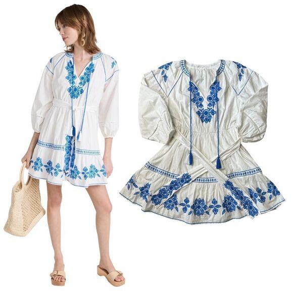 Shoshanna Jana Dress in Optic White/Sea - Picture 1 of 17